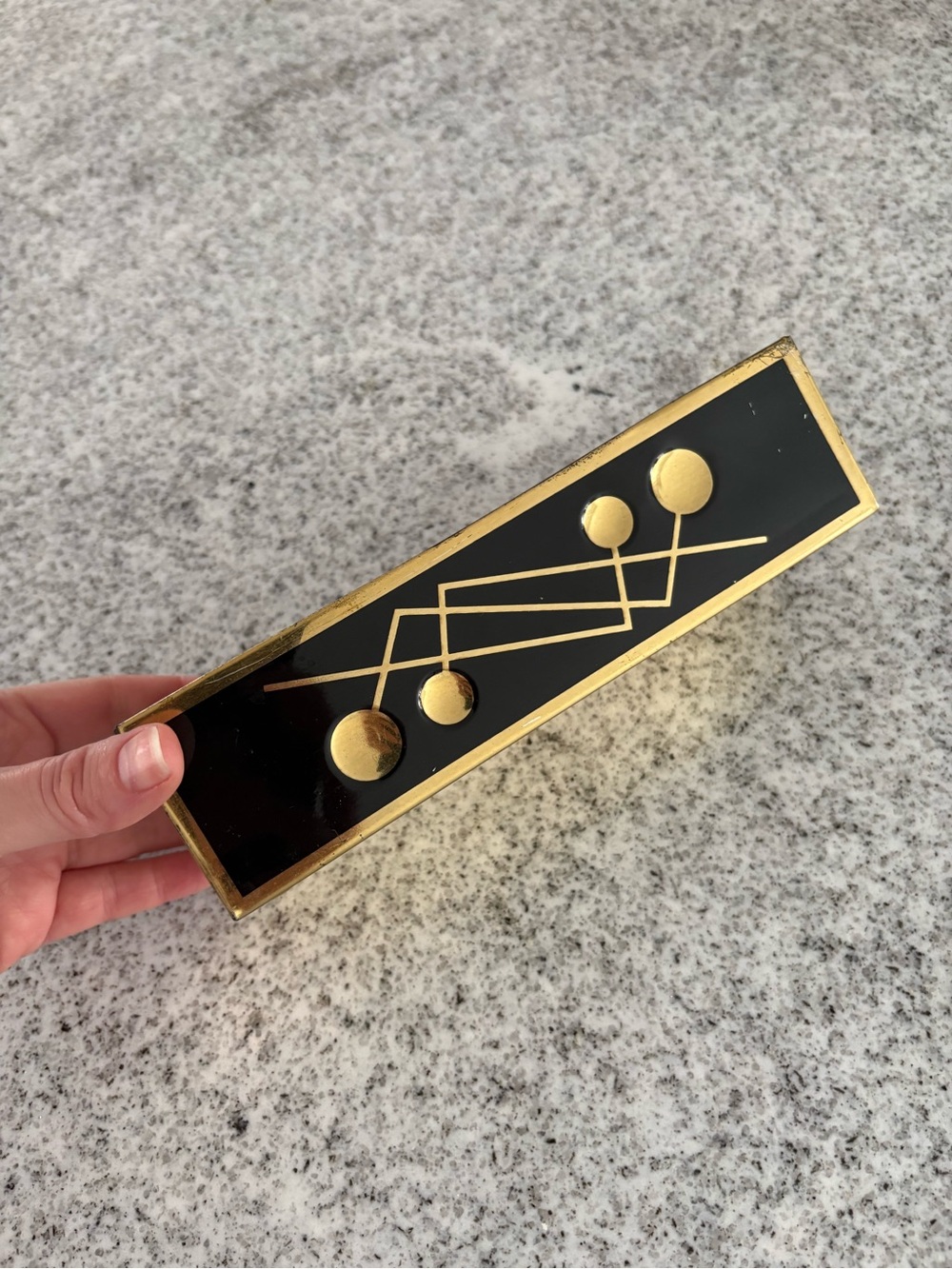 Vintage mid century atomic desk organizer brass box container decor